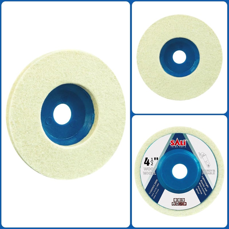 SALI 10 Pcs 4-1/2 Inch Wool Felt Polishing Wheel Disc Wool Polishing Wheel Disc for 4.5" Angle Grinder Felt Grinder Polishing Wheel for Metal, Marble Stone, Furniture, Car - Image 4